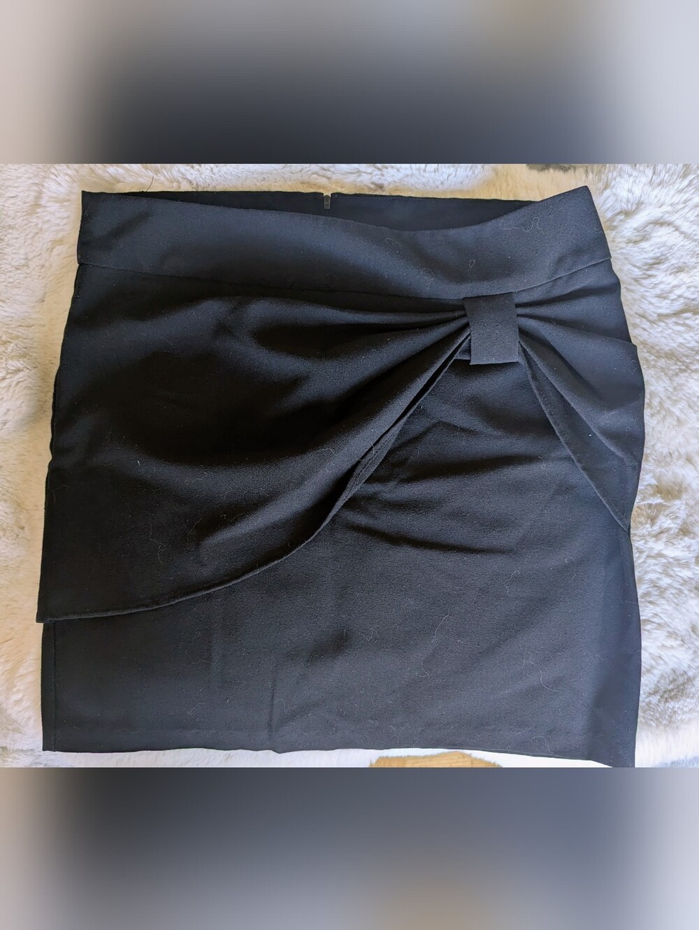 Simons Black Draped Mini Skirt with Front Knot Detail